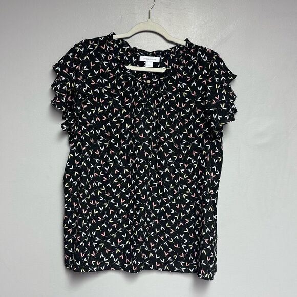 Liz Claiborne Blouse top shirt size XL short sleeve women’s Flutter sleeve - Picture 1 of 3